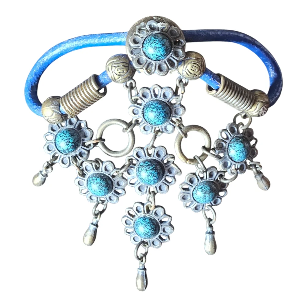 Vintage Blue and Silver Floral Hair Accessory